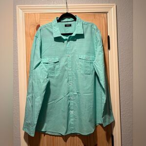 Alfani Long Sleeve Button up Mens XXL Regular Fit Mint Green Cotton Polyester